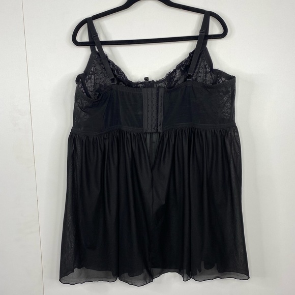 NWOT Torrid 4X Black Silver Lace Babydoll Lingerie Top Underwire - Picture 2 of 5